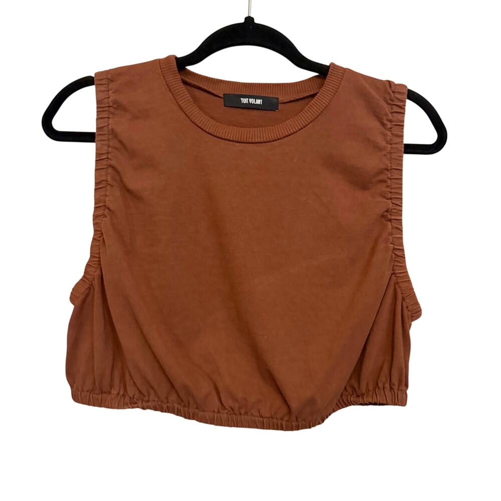 Toit Volant Zuri Crop Top XL Brown Sleeveless Minimalist Casual Capsule Staple